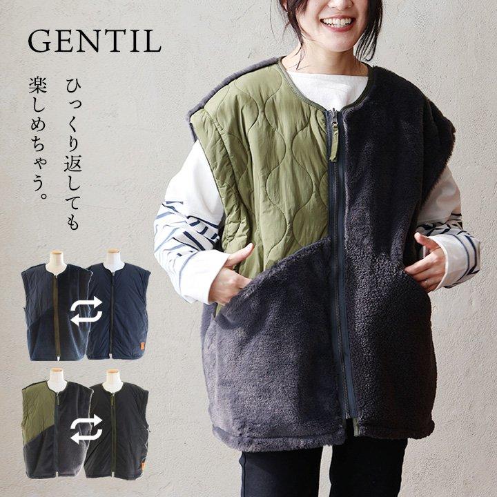 PATY ベスト レディース 重ね着 異素材切り替え リバーシブル