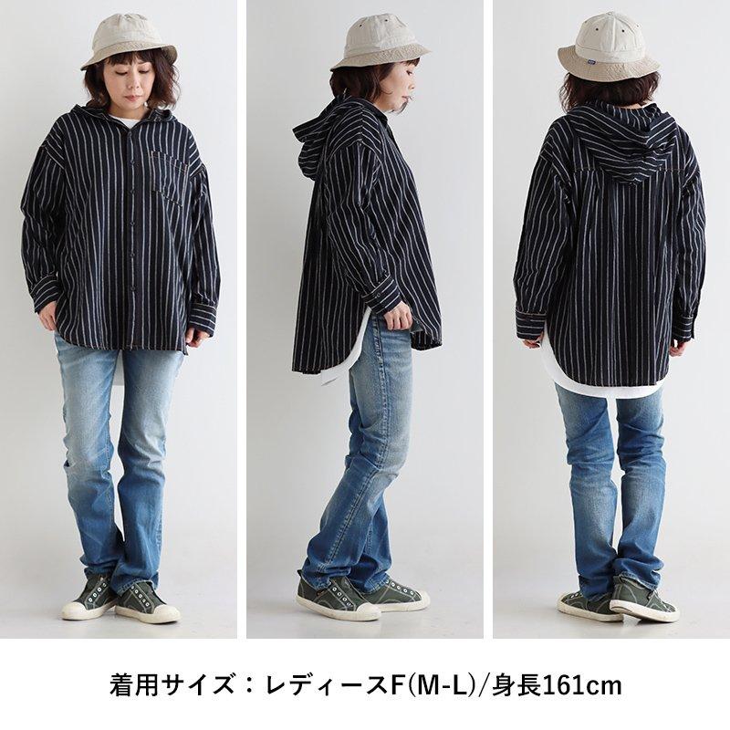 シャツ シャツパーカー パーカー 長袖 レディース お尻隠れる 着痩せ チェック ストライプ 綿100％ パティ GENTIL ジャンティ | PATY | 12