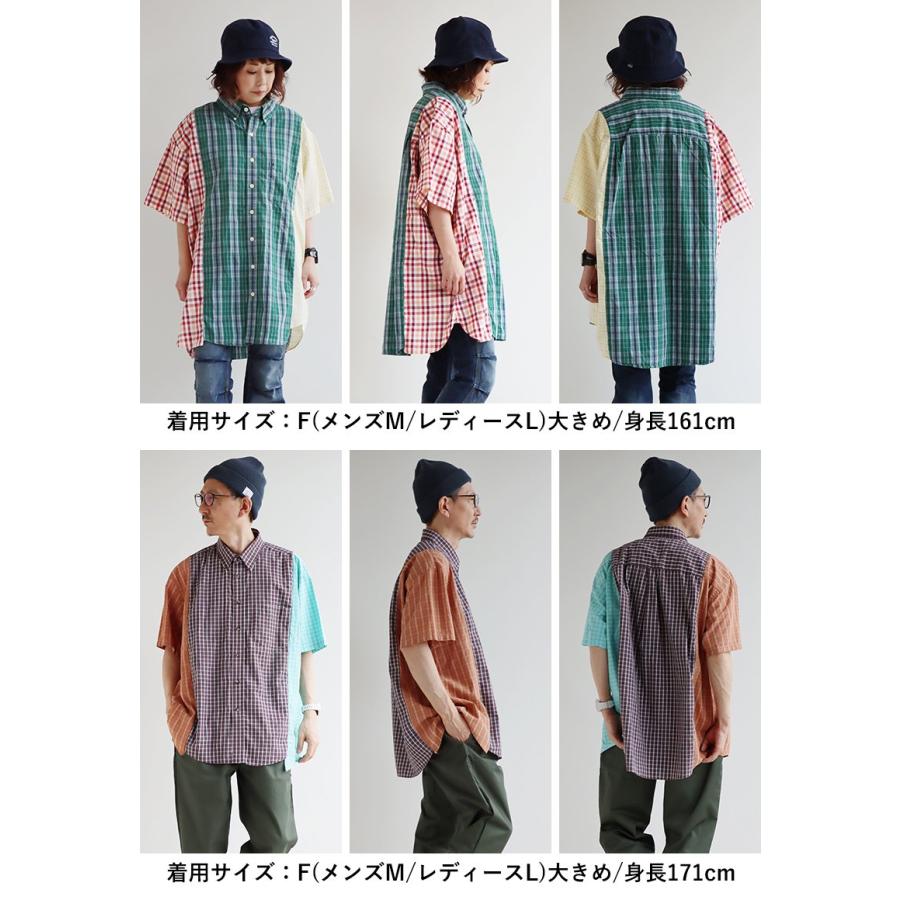 PATY シャツ 半袖シャツ メンズ レディース リメイク 古着 夏 チェック