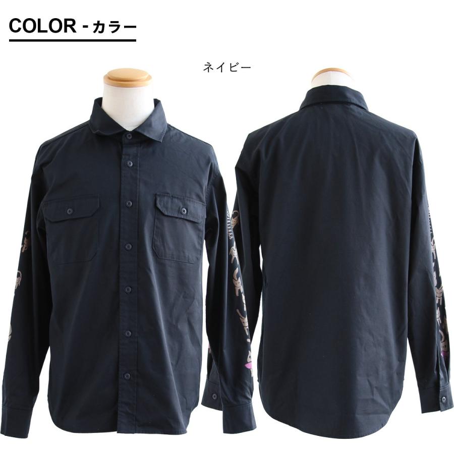 シャツ ワークシャツ 長袖 メンズ レディース CPO 袖プリント ネコ ねこ 猫 T/Cブロード ポケット カジュアル ワーク Mr.Lumberjack ミスターランバージャック | PATY | 02