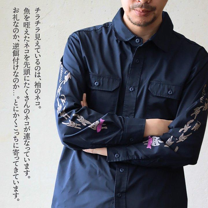 シャツ ワークシャツ 長袖 メンズ レディース CPO 袖プリント ネコ ねこ 猫 T/Cブロード ポケット カジュアル ワーク Mr.Lumberjack ミスターランバージャック | PATY | 06