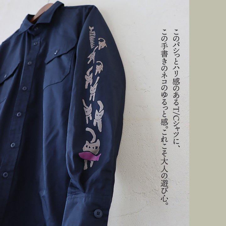 シャツ ワークシャツ 長袖 メンズ レディース CPO 袖プリント ネコ ねこ 猫 T/Cブロード ポケット カジュアル ワーク Mr.Lumberjack ミスターランバージャック | PATY | 07