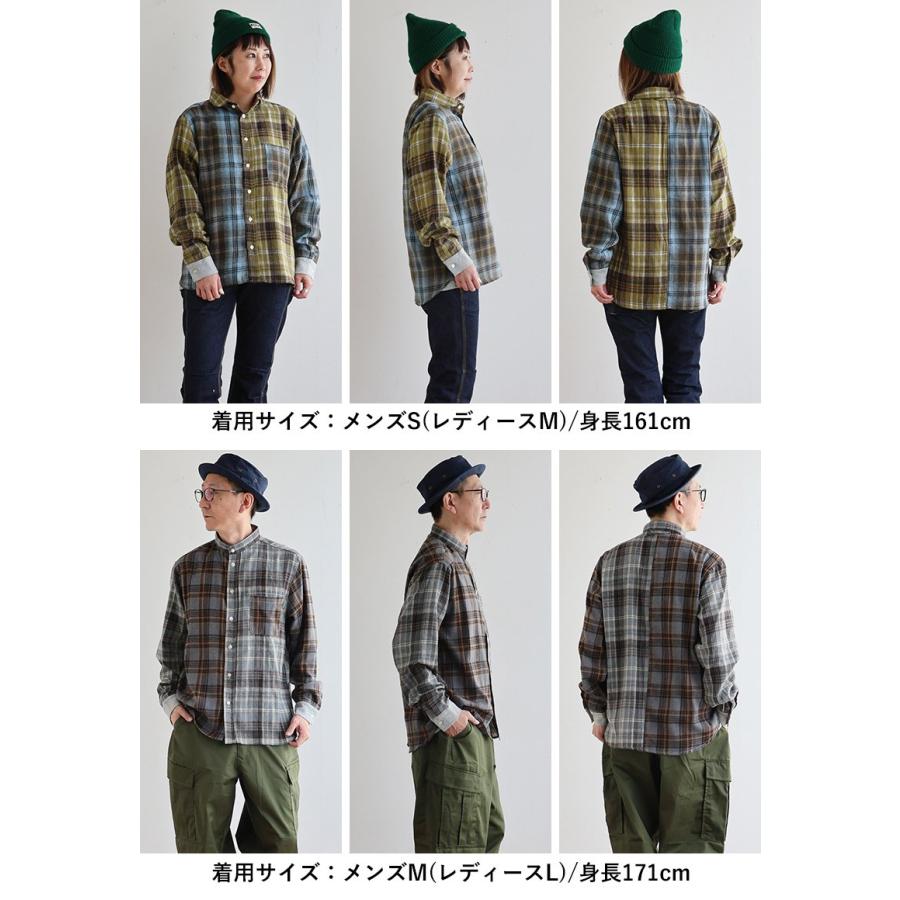 gym master ジムマスター シャツ 長袖 メンズ レディース 袖リブ チェック カジュアル バンドカラー ショールカラー 2WAY パティ | PATY | 16