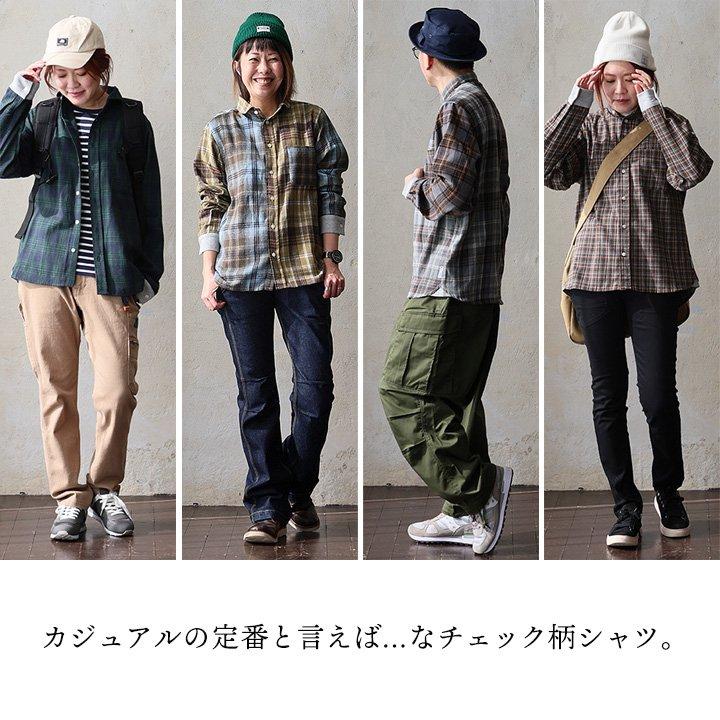 gym master ジムマスター シャツ 長袖 メンズ レディース 袖リブ チェック カジュアル バンドカラー ショールカラー 2WAY パティ | PATY | 07