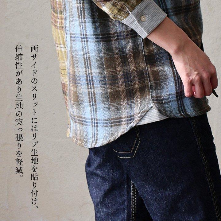 gym master ジムマスター シャツ 長袖 メンズ レディース 袖リブ チェック カジュアル バンドカラー ショールカラー 2WAY パティ | PATY | 09