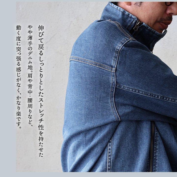 デニム ブルゾン Gジャン メンズ レディース ストレッチ コットン ハイネック 斜め ダブルジップ 厚手 長袖 パティ BLUETO ブルート | PATY | 11