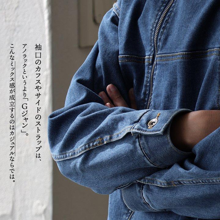 デニム ブルゾン Gジャン メンズ レディース ストレッチ コットン ハイネック 斜め ダブルジップ 厚手 長袖 パティ BLUETO ブルート | PATY | 08