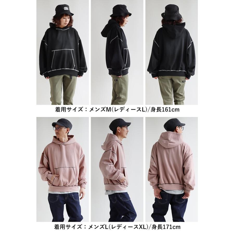 パーカー スウェット 長袖 メンズ レディース 無地 配色 ステッチ 伸縮性 裏起毛 暖かい 大きいサイズ パティ SEQUENZ | PATY | 11