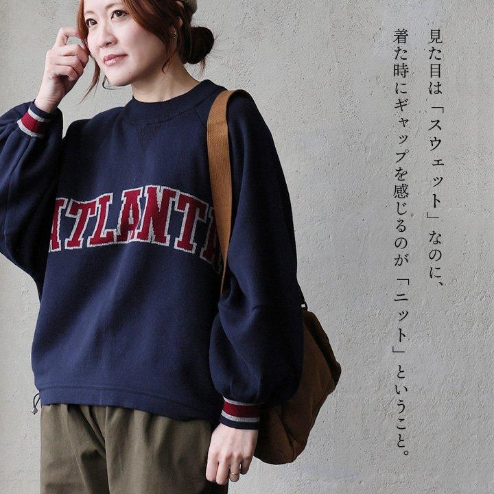 PATY ニット 長袖 スウェット風 レディース クルーネック ロゴ