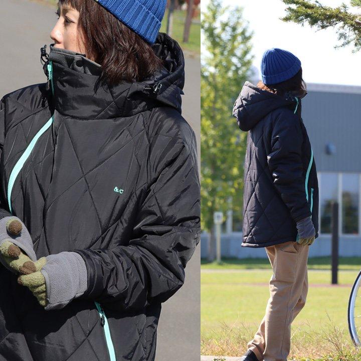 ダウン パーカー サイクリングパーカー メンズ レディース 冬 アウター ハイネック 撥水 防風 サーモライト 斜めジップ パティ ＆CLOUd アンクラウド | PATY | 10
