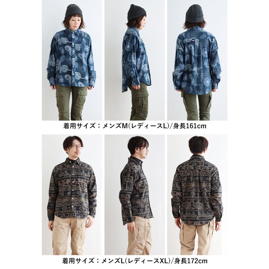 シャツ 長袖 メンズ レディース 総柄 プリント フランネル 起毛 綿100％ コットン レギュラーカラー | PATY | 16