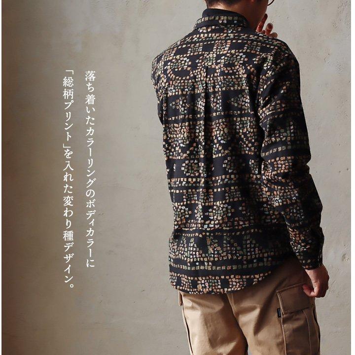 シャツ 長袖 メンズ レディース 総柄 プリント フランネル 起毛 綿100％ コットン レギュラーカラー | PATY | 10