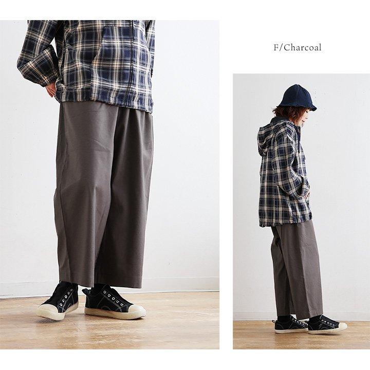 パンツ ワイドパンツ レディース 薄手 綿麻 無地 フリル ハリ しっかり生地 ウエストゴム ゆったり 体型カバー カジュアル パティ COLORK カラック | PATY | 17