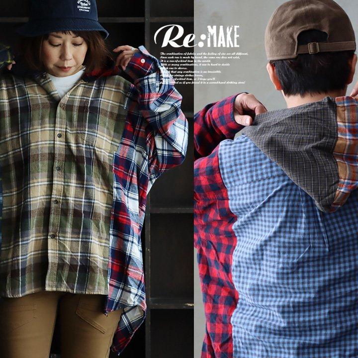 PATY シャツ パーカー 長袖 メンズ レディース チェック柄 総柄