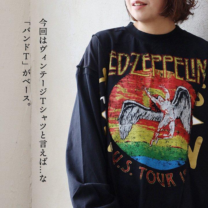 PATY ロンT 長袖 メンズ レディース バンドT クルーネック リメイク