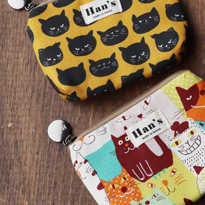 財布 ウォレット ポーチ 小物入れ 小銭入れ コインケース マルチケース 総柄 プリント 猫 ネコ ジップ コン パクト パティ (メール便12) | PATY | 15
