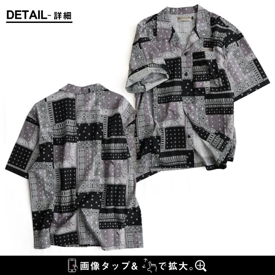 PATY シャツ 5分袖 メンズ レディース バンダナ柄 パッチワーク 総柄