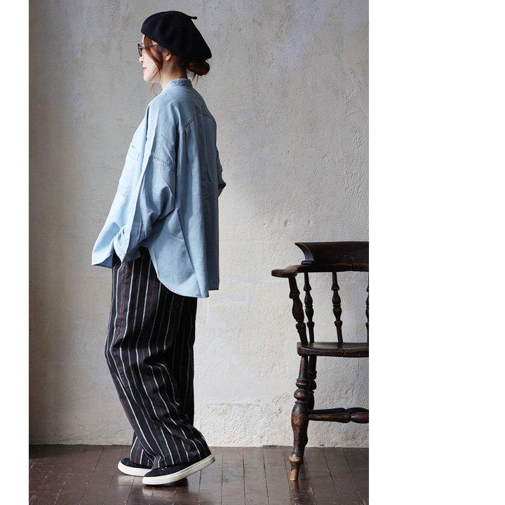パンツ ワイドパンツ ストレート レディース ストライプ 綿100 コットン 薄手 通気性 軽い ゆったり ウエストゴム パティ GENTIL ジャンティ | PATY | 11