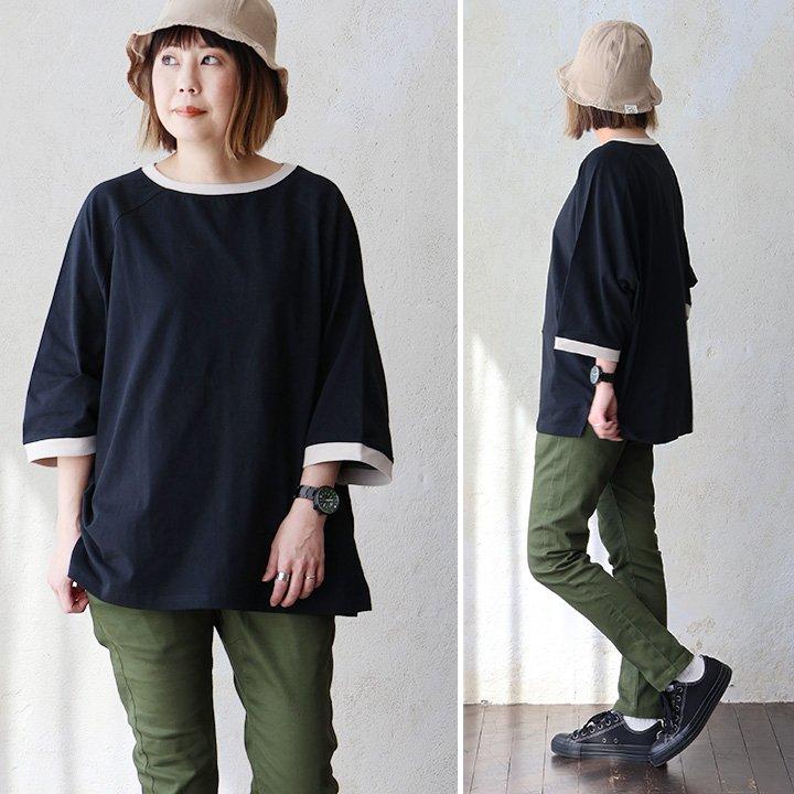 ドルマン tシャツ レディース 5分袖 しっかり 綿100％ ワイド 着痩せ ボートネック 二の腕 カバー 夏 パティ Souple スプル (メール便50) | PATY | 17