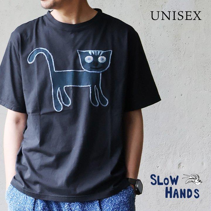 PATY SLOW HANDS スローハンズ Tシャツ 半袖 メンズ レディース クルーネック 猫 ネコ アニマル 刺繍 ろうけつ染め 綿100 コットン 薄手 通気性 パティ PATY - 通販 - Yahoo ショッピング