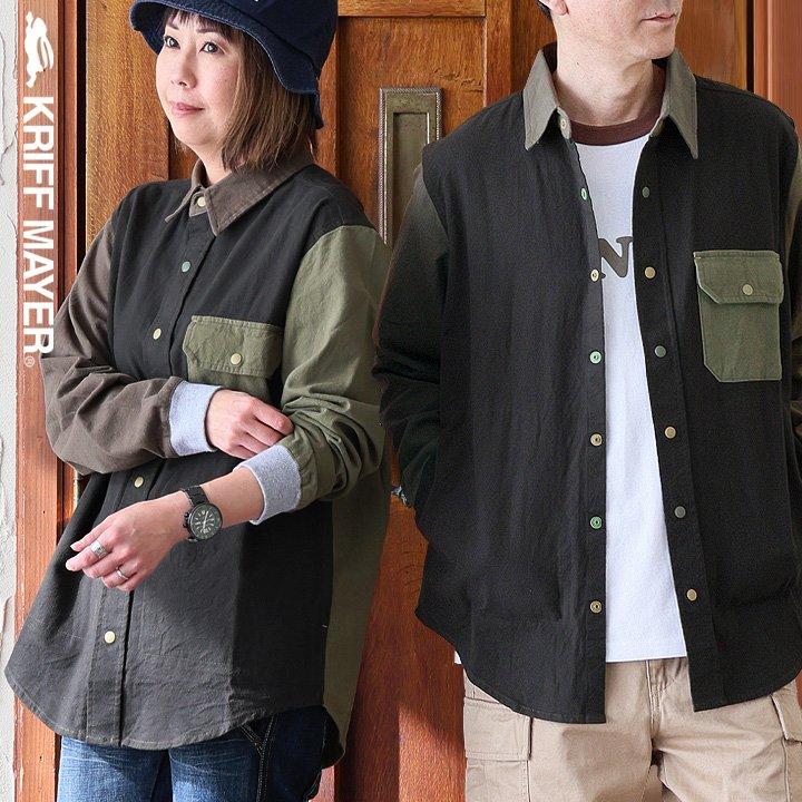 KRIFF MAYER クリフメイヤー シャツ ネルシャツ リブシャツ 長袖 メンズ レディース レギュラーカラー 配色 クレイジー 綿100 コットン | KRIFF MAYER