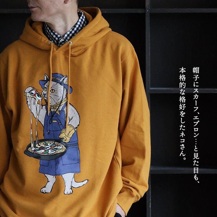 go slow caravan ゴースローキャラバン パーカー 長袖 メンズ レディース アニマル プリント ネコ 猫 綿100 コットン ヘビーウェイト タフ 裏毛 ゆったり パティ | PATY | 04