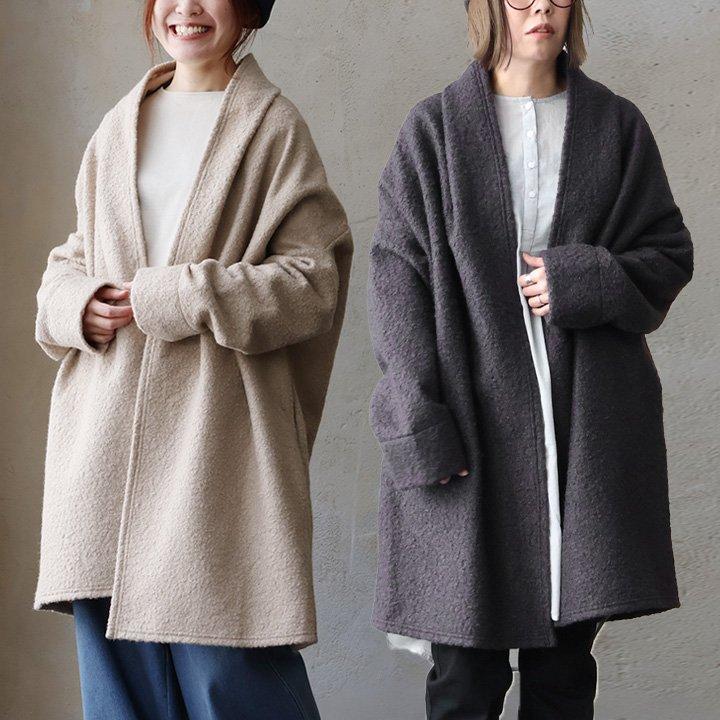 PATY コート 長袖 レディース Vネック ポリエステル ブークレー