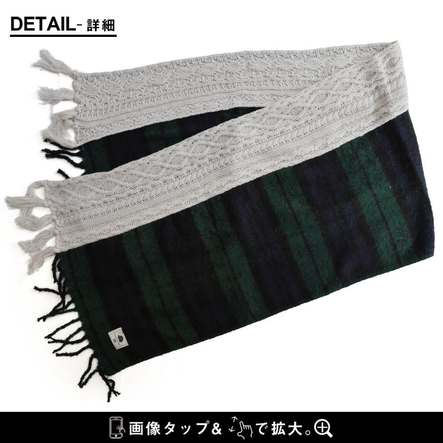 SCANDINAVIAN FOREST スカンジナビアンフォレスト マフラー ストール 大判 レディース チェック柄 ニット ケーブル編み 異素材切り替え 暖かい パティ | PATY | 14