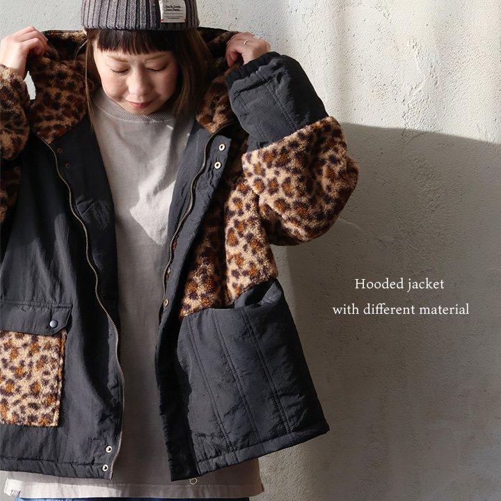 PATY ブルゾン フード付き レディース 異素材切り替え ナイロン ボア