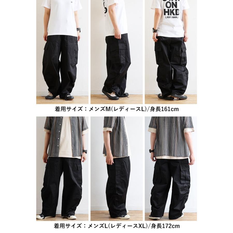 カーゴパンツ パンツ パラシュートパンツ メンズ レディース 高密度 コットン 綿100 丈夫 しっかり生地 ゆったり ウエストゴム 紐付き パティ | PATY | 11