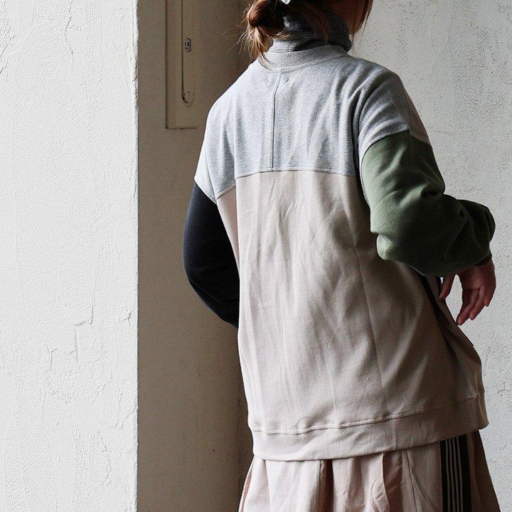 カーディガン 長袖 レディース 重ね着 異素材切り替え コットン ナイロン 無地 ポケット セットアップ可能 袖リブ 伸縮性 ゆったり パティ | PATY | 10