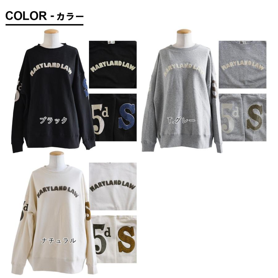 スウェット トレーナー 長袖 ワイド 着痩せ レディース クルーネック 綿100 コットン 裏毛 サガラ刺繍 パティ SAIL コラボ KAKELA&TRANQUIL | PATY | 04