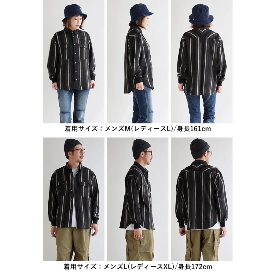 シャツ 袖リブ メンズ レディース 長袖 コットン 綿100% 薄手 着痩せ ワイド 落ち感 ストライプ カッコイイ ポケット Mr.Lumberjack ミスターランバージャック | PATY | 14