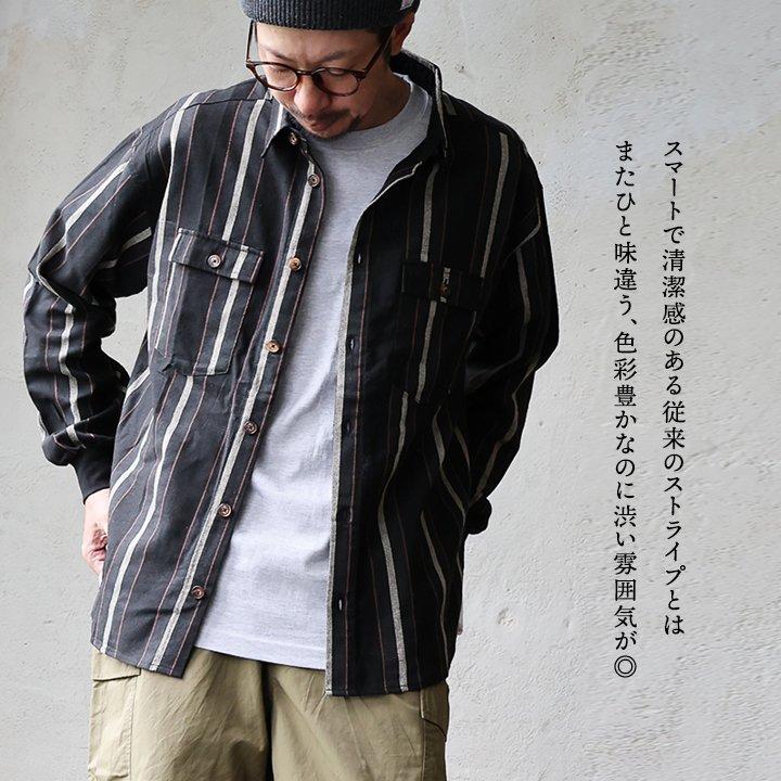 シャツ 袖リブ メンズ レディース 長袖 コットン 綿100% 薄手 着痩せ ワイド 落ち感 ストライプ カッコイイ ポケット Mr.Lumberjack ミスターランバージャック | PATY | 06