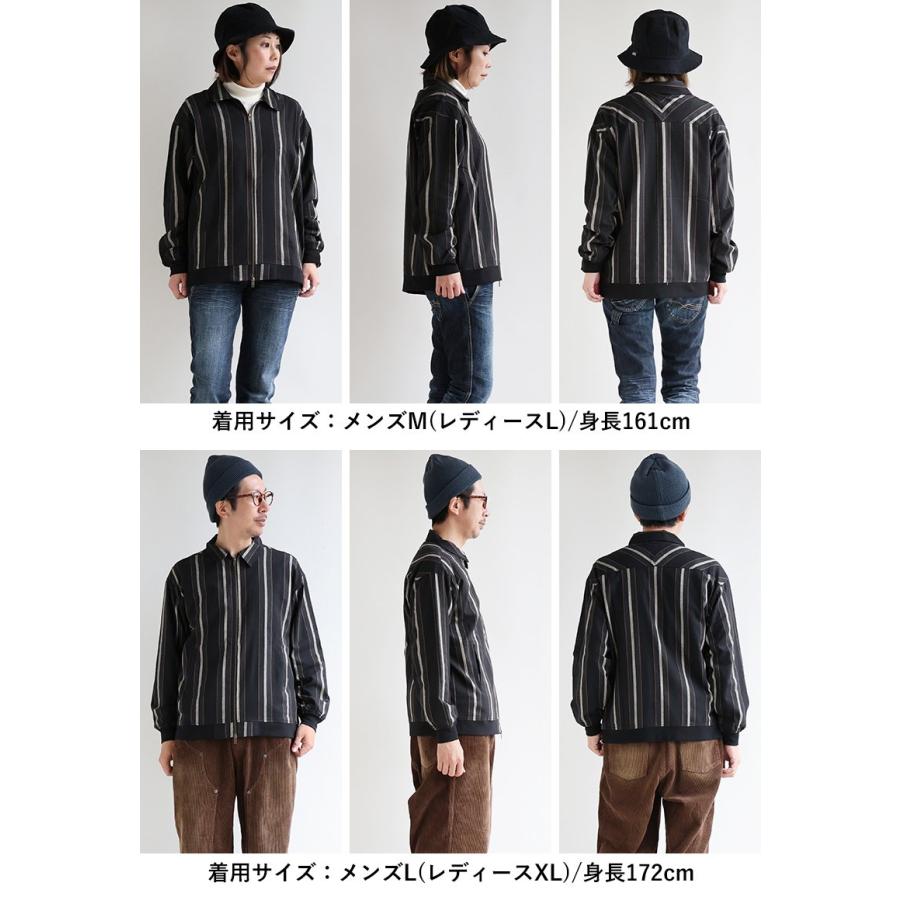 シャツ ブルゾン 袖リブ メンズ レディース 長袖 コットン 綿100% 薄手 ダブルジップ ワイド ストライプ ポケット Mr.Lumberjack ミスターランバージャック | PATY | 16