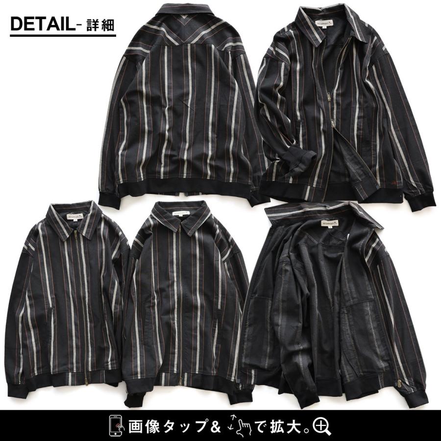 シャツ ブルゾン 袖リブ メンズ レディース 長袖 コットン 綿100% 薄手 ダブルジップ ワイド ストライプ ポケット Mr.Lumberjack ミスターランバージャック | PATY | 17