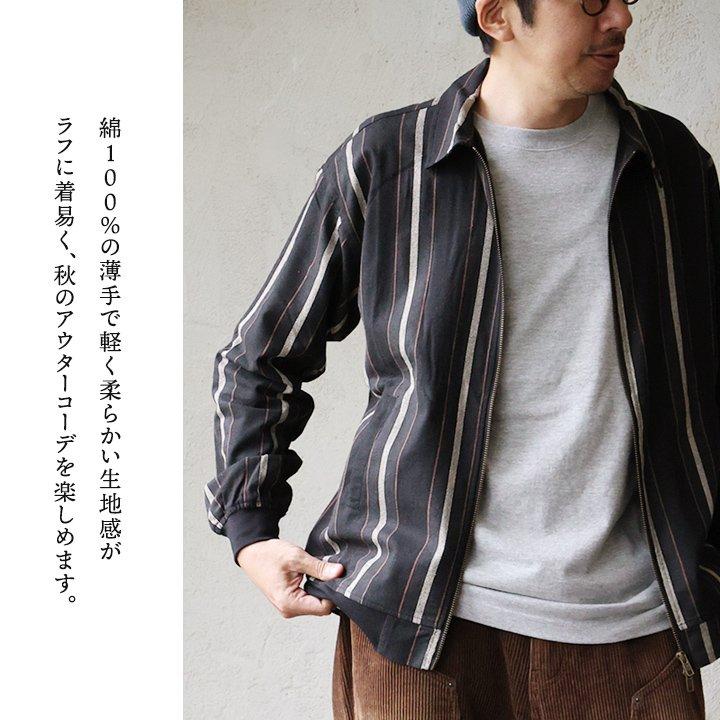 シャツ ブルゾン 袖リブ メンズ レディース 長袖 コットン 綿100% 薄手 ダブルジップ ワイド ストライプ ポケット Mr.Lumberjack ミスターランバージャック | PATY | 07