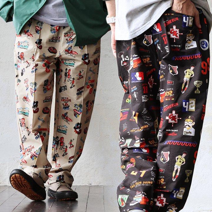 Duckster ダックスター パンツ テーパード メンズ レディース 総柄 シアサッカー 軽い 通気性 速乾 断熱 ストレッチ 伸びる ウエストゴム パティ | PATY