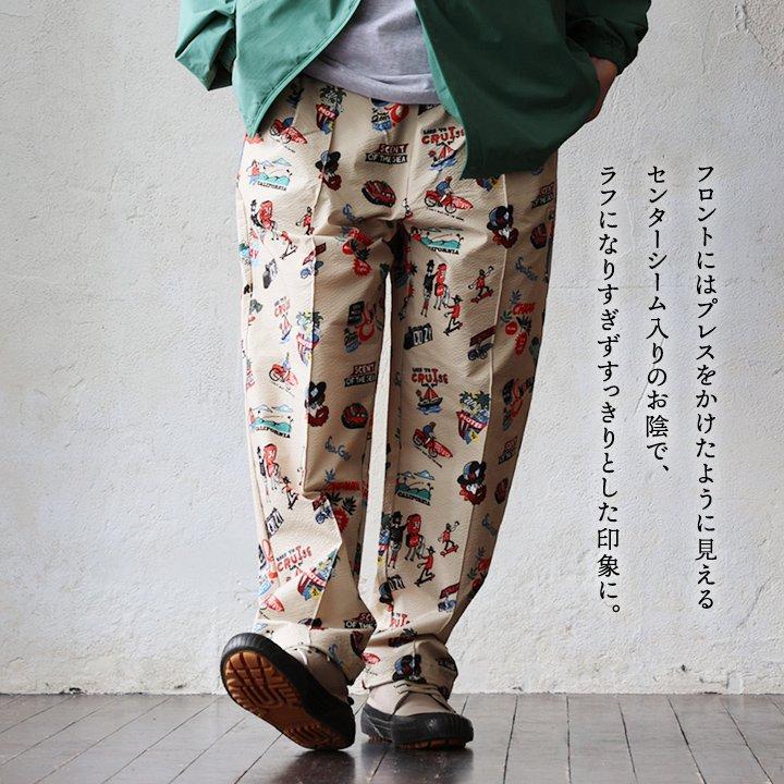 Duckster ダックスター パンツ テーパード メンズ レディース 総柄 シアサッカー 軽い 通気性 速乾 断熱 ストレッチ 伸びる ウエストゴム パティ | PATY | 13