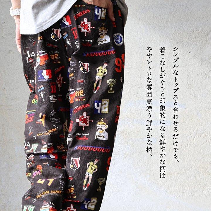 Duckster ダックスター パンツ テーパード メンズ レディース 総柄 シアサッカー 軽い 通気性 速乾 断熱 ストレッチ 伸びる ウエストゴム パティ | PATY | 07