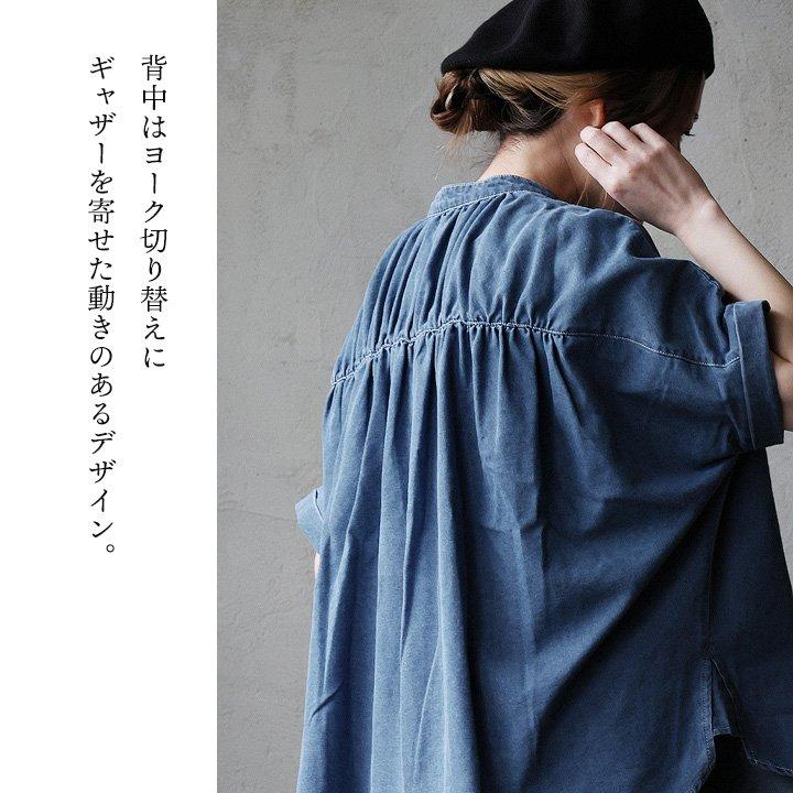 PATY シャツ デニム 半袖 レディース プルオーバー スキッパーネック