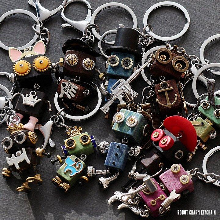 PATY キーホルダー キーリング メンズ レディース ロボット 木製
