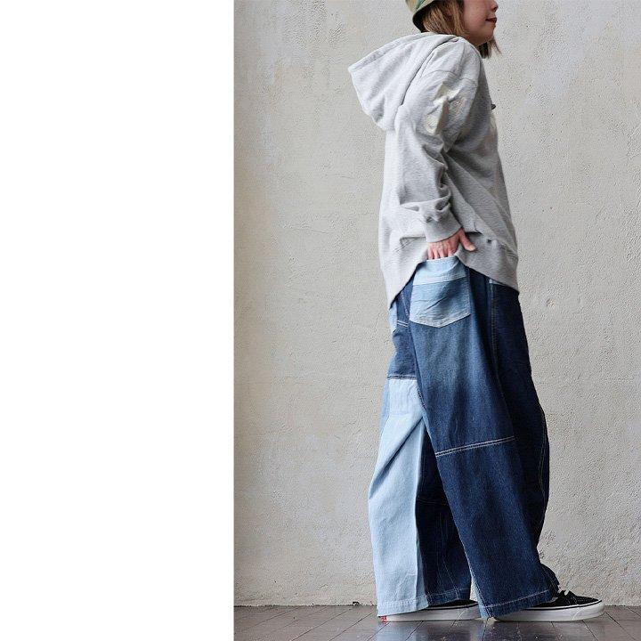 パンツ デニムパンツ テーパード レディース リビルドデニム 綿100 コットン ウエストゴム ゆったり 大きいサイズ カジュアル パティ | PATY | 08