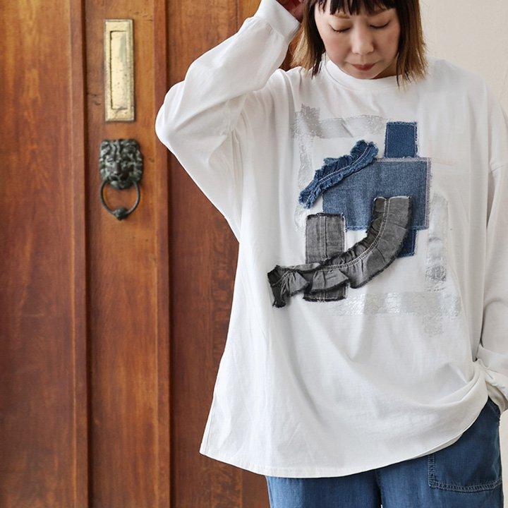 希少 KAPITAL キャピタル スマイリーパッチワーク タイダイロングTシャツ PATY Tシャツ ロンT 長袖 レディース ワイド しっかり 丈夫 コットン
