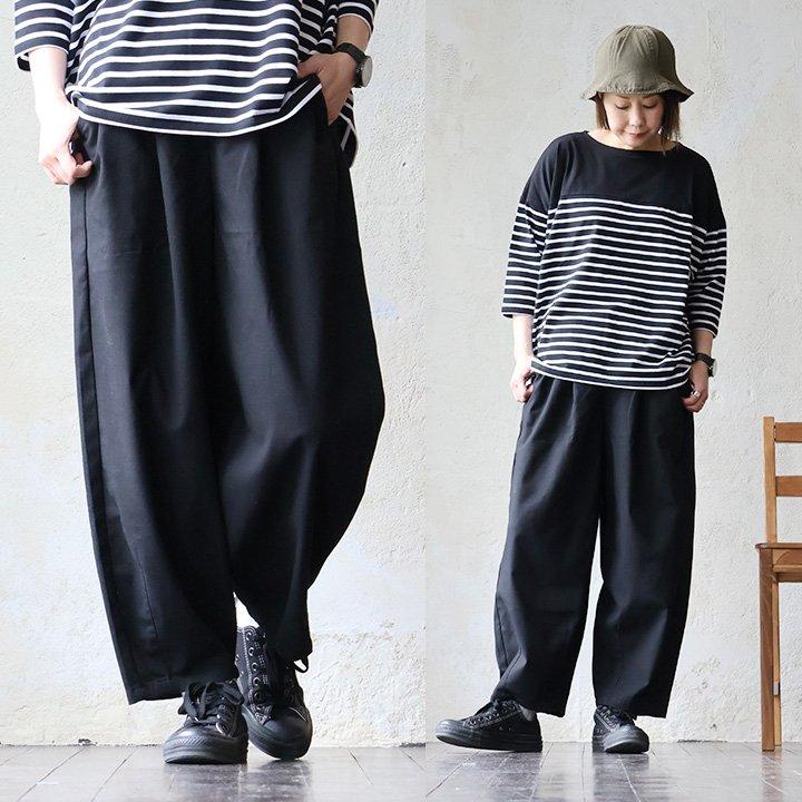 ワイドパンツ バルーン レディース 綿麻 コットンリネン ウエストゴム 裾タック ゆったり 涼しい 軽い 薄手 | PATY | 12