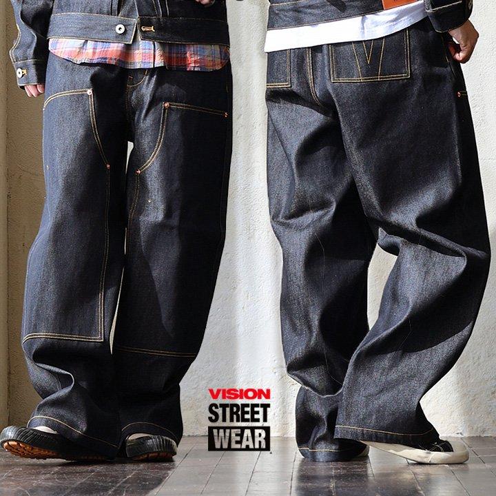 VISION STREET WEAR ヴィジョンストリートウェア パンツ デニムパンツ ストレート ワイド メンズ レディース リジッドデニム コットン ダブルニー パティ | PATY