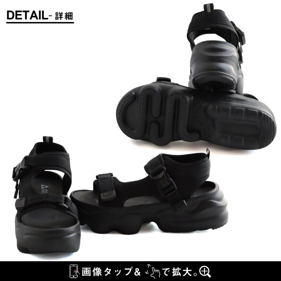 サンダル 厚底 スポーツサンダル 無地 軽い 軽量 歩きやすい 疲れにくい 高反発 インソール ベルト サイズ調整 脚長効果 すっきり パティ | PATY | 16