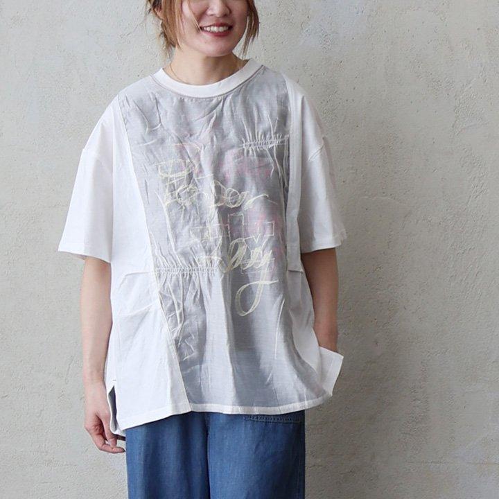 PATY シアー Tシャツ 半袖 レディース ロゴプリント 綿100 コットン 
