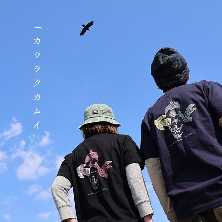 tシャツ 半袖 メンズ レディース コットン 綿100％ カジュアル カララクカムイ アイヌ バック プリント ボックスシルエット パティ ezo＆ エゾト (メール便50) | PATY | 16