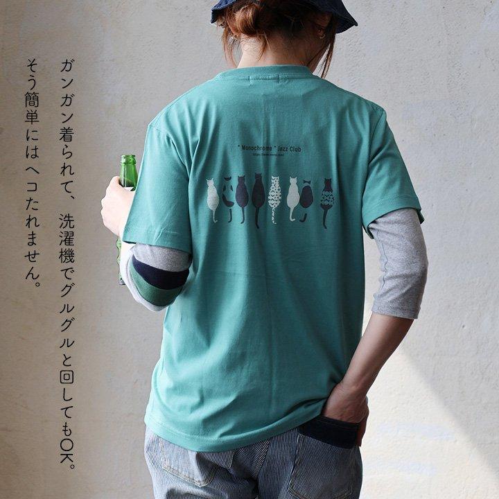 tシャツ 半袖 メンズ レディース コットン 綿100％ カジュアル モノクローム ジャズ 猫 バック プリント ボックスシルエット パティ SAIL セイル | PATY | 15